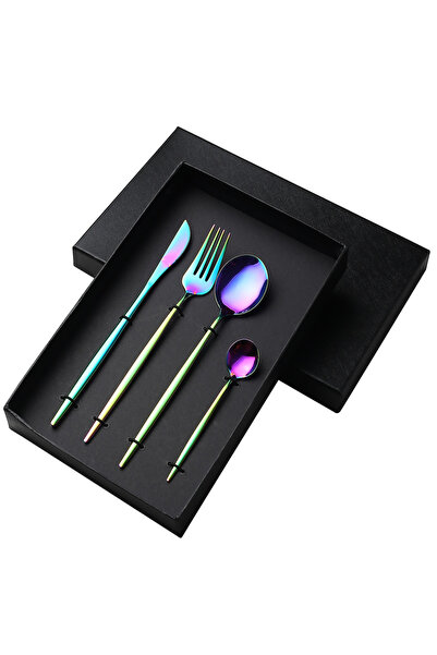 Partenya Rainbow Color Premium Stainless Steel 4 Piece Cutlery Set – Tablewar...
