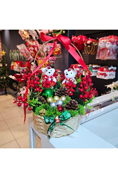 Rosea Çiçekevi Kokinalı Hasır Yılbaşı Sepeti Sevgiliye, Arkadaşa, Anneye Hedi...