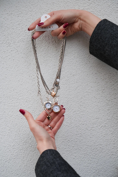 Asleyaccessories Saat Charmlı Çoklu Kolye Seti