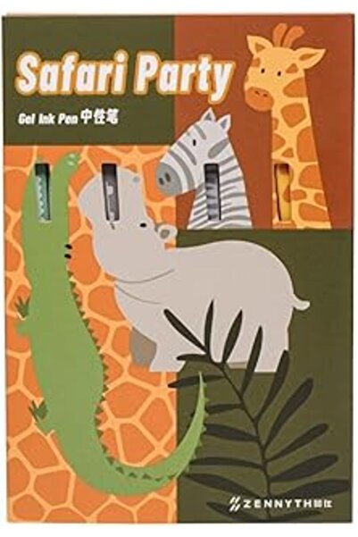 SHC42000 قلم جل سفاري بالحبر الأزرق، 4 قطع