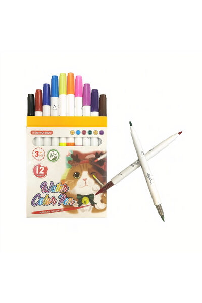 JML1 Colored Markers Set of 12, Water-Based, 15cm with 2 Different Tips