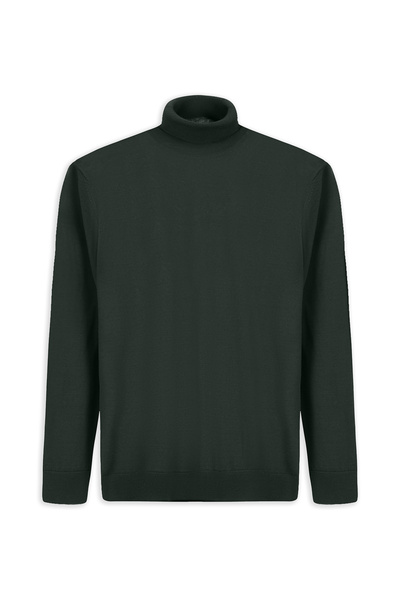 Kiğılı Pulover tricotat din lână, cu gât roșu, cu croiala normală