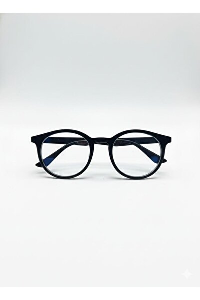 EMC Trend Aksesuar Siyah Kalın Yuvarlak Çerçeve Mavi Işık Korumalı Gözlük