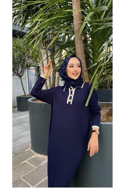 Cockatoo Kadın Önü Düğmeli Triko Elbise Tam Boy Standart 38 46 Uygun