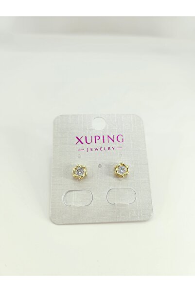 XUPING JEWELRY Zirkon Taşlı Çiçek Figürlü Küpe | 14K Altın Kaplama Xupıng