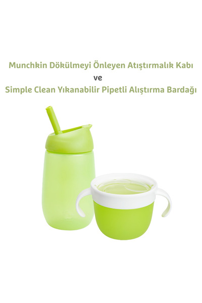 Munchkin Dökülmez Atıştırmalık Kabı +Simple Clean Pipetli Alıştırma Bardağı Y...