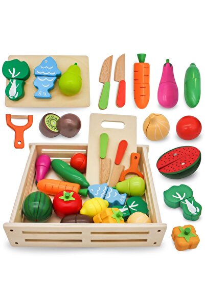 mamabrum Fructe și legume din lemn pentru tăiere