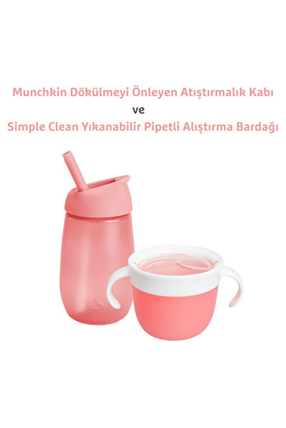 Munchkin Dökülmez Atıştırmalık Kabı +Simple Clean Pipetli Alıştırma Bardağı P...