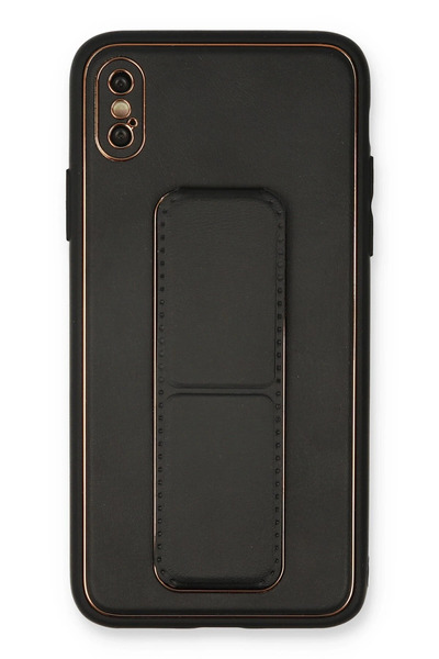 NewFace 1612430747 حافظة آيفون إكس إس ماكس من جلد الكوكو مع حامل (133024) - أسود