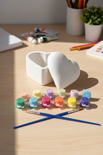 adanaçiçekliatölye KALP ŞEKLİNDE KUTU BOYAMA SETİ