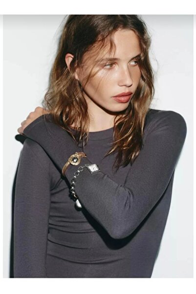 Miruva ساعة ميدالية ماركة موديل مع سوار ذهبي وفضي اللون