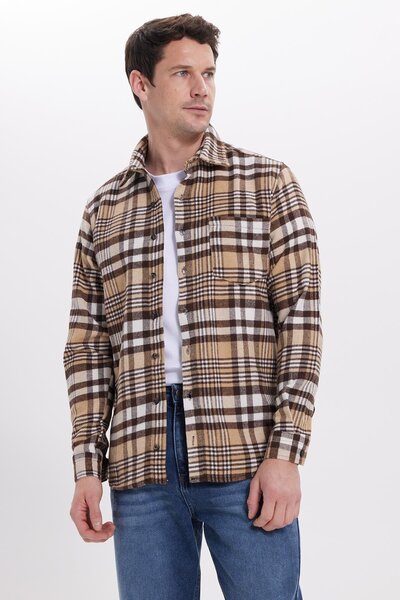 Tudors Erkek Regular Fit Rahat Kesim Kışlık Kareli Oduncu Gömlek