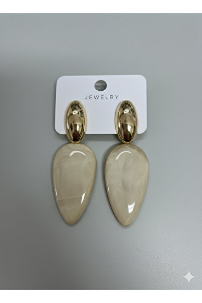 FREYAA TAKI SEDEFLİ KREM GOLD DETAYLI BÜYÜK KÜPE