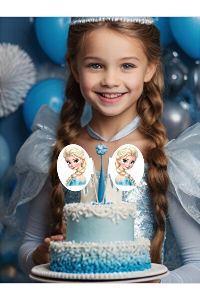 Bayrak Kürdan Elsa Baskılı Pasta Süsü, Doğum Günü ve Yemek Sunum Bayrak Kürda...