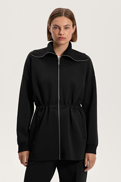 Oysho Ayarlanabilir Belli Uzun Fitilli Yakalı Pamuklu Karışımlı Ceket