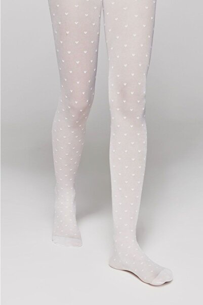 Conte Elegant Șosete groase pentru copii cu model de inimă, Anabel 20 Den - Bianco, 104-110 (16)