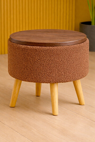 DEKOR MOBİLYACIM Aragonia 40 CM Üst Tablalı Peluş Kumaş Puf