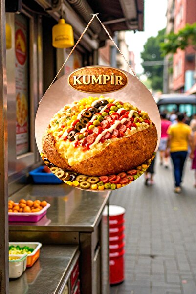 Nod Kumpir Görselli İpli Ahşap Kapı Duvar Süsü, Kumpirci Fast Food Kafe Tablo