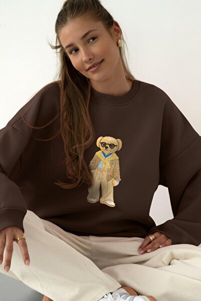 The Champ Clothing Femei supradimensionat Swea tricou Gentleman Bear 3D cu im...