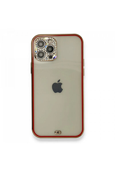 NewFace حافظة OZLSTOR لهاتف iPhone 12 Pro من السيليكون الحجري (82419) - أحمر