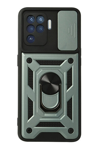 NewFace 1613455747 حافظة سيليكون من نوع Reno 5 Lite مع حلقة عدسة (155534) - أخضر