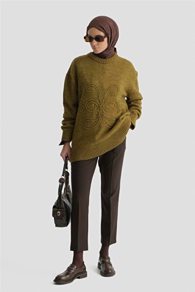 Armine Beli Lastikli Pantolon Kahve