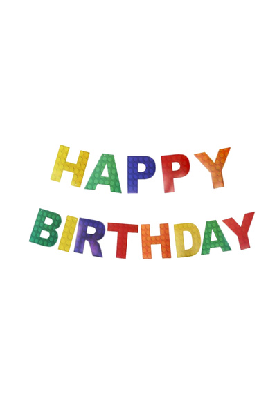 Partimarka Colorful Building Blocks Happy Birthday Lettering