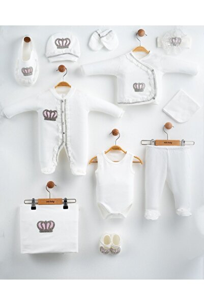 Eda Baby Crowned Luxury Lace 100% Cotton 10-Piece Hospital Release Newborn Set