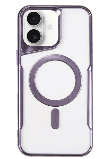 NewFace غطاء سيليكون OZLSTOR لهاتف آيفون 16 متوافق مع ماج سيف - (81628) بنفسج...