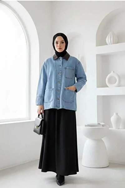 Nissra Ankanoor Leather Collar Denim Jacket Anka252016