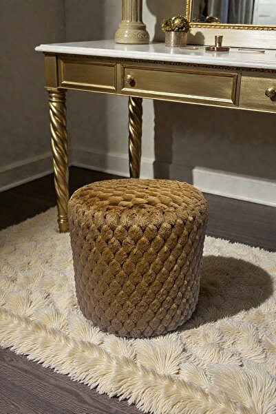 VISIONARIO Silindir Puf - Mılano Yumuşak Rabbit Kumaş (Tavşan Tüyü) Modern Ko...