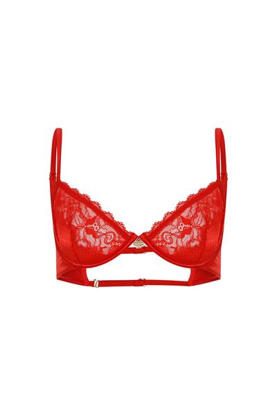 Feu De Elu Eclatant Red Lace Balconette Bra