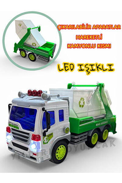 YILDIRIM OYUNCAK Sesli ve Işıklı Geri Dönüşüm Fonksiyonlu Hareketli Çöp Kamyo...
