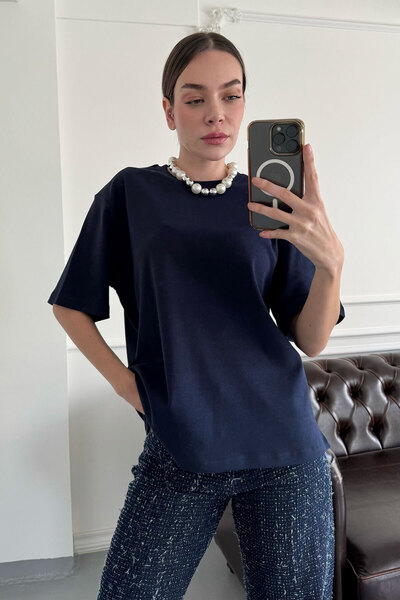 MAGARDE Tricou de bază cu mânecă scurtă - bleumarin