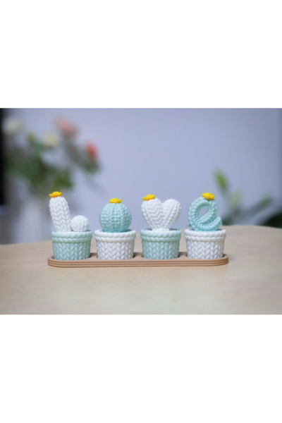 Atölye Millenium 3D Baskı Mini Kaktüs Saksı Seti – El Yapımı Görünümlü Dekora...