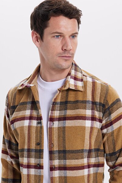 Tudors Erkek Slim Fit Dar Kesim Kareli Kışlık Oduncu Gömlek