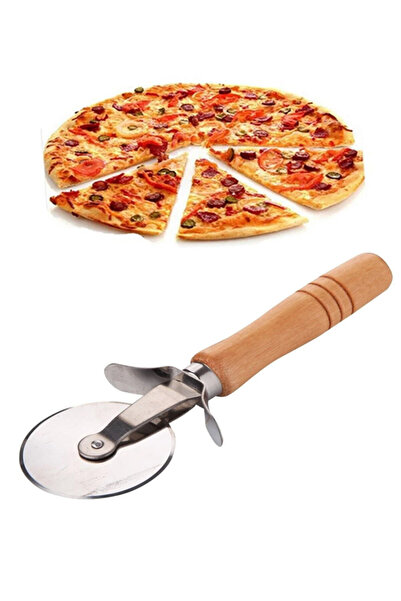 Tasarım Evi Ahşap Saplı Çelik Bıçaklı Lüx Pizza Kesici