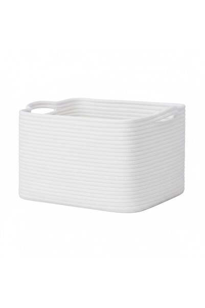 MaVaux Nesto Decorative Jute Wicker Rope Basket 34X28X24 cm Multi-Purpose Organizer Rectangular Shape