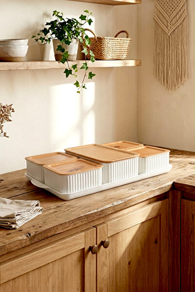 Kitchen Life Set de mic dejun cu 6 bucăți cu aspect de bambus - Set boluri pe...