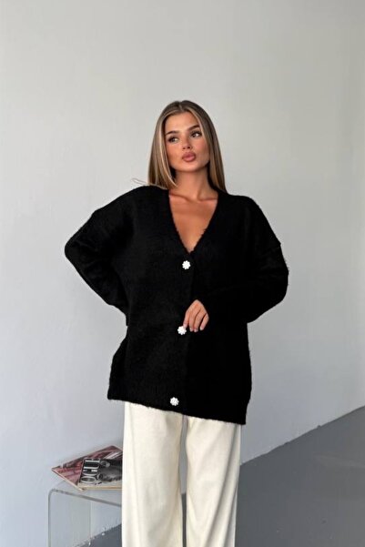 Ded COLLECTION Women's Fleece-Lined Knitwear Soft Textured 3 Stone Button Det...