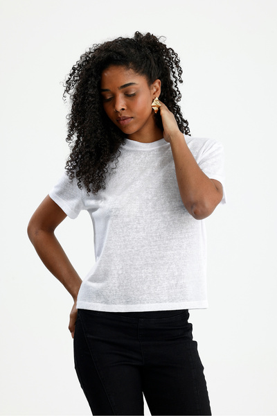Keten Muadilli Hafif Transparan Basic T-Shirt
