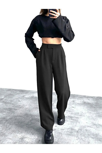 motina Women's High Waist Velcro Furry Palazzo Pants New Season