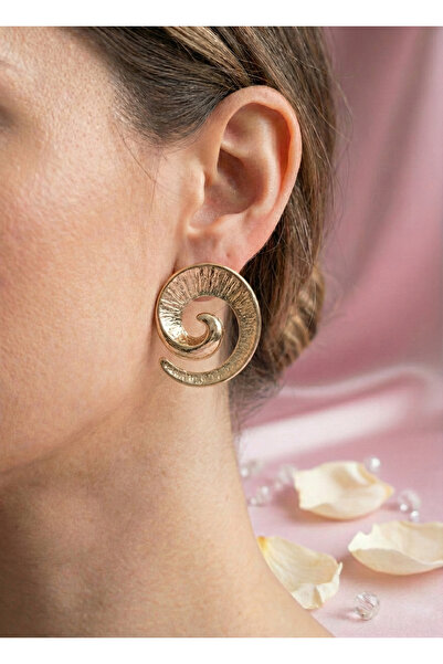 AURRARİ Gold Çizgili Spiral Küpe