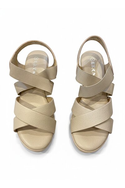 Bronz Women's high-heeled sandals with an X-shaped front