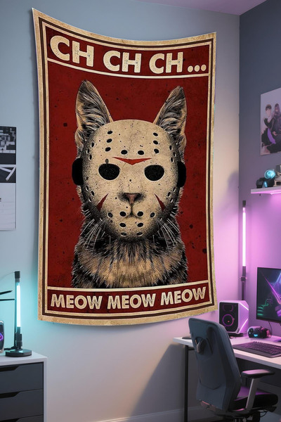 RUGRUMBA Cat Wall Hanging – Pet-Themed, High-Quality Fabric, Tapestry Wall Ca...