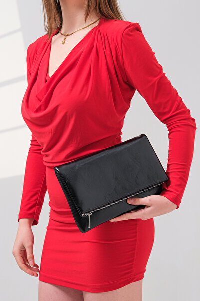 ROZA CANTA Geantă neagră de umăr tip plic pentru femei