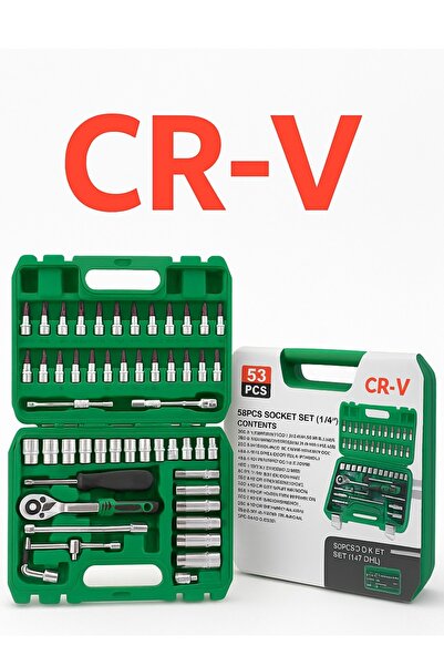 Generic 53-Piece CR-V 1/4" Drive Socket Set with Ratchet, Extensions, Hex Keys & Bits in Heavy-Duty Carry Ca