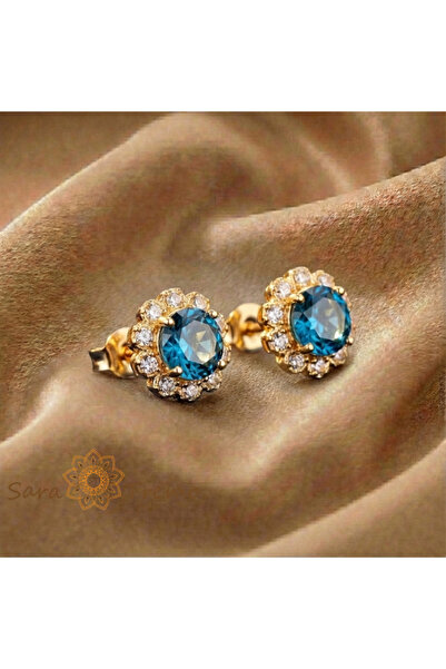 SaraTremo Royal Blue Earrings – 18K Gold Plated Stick Earrings