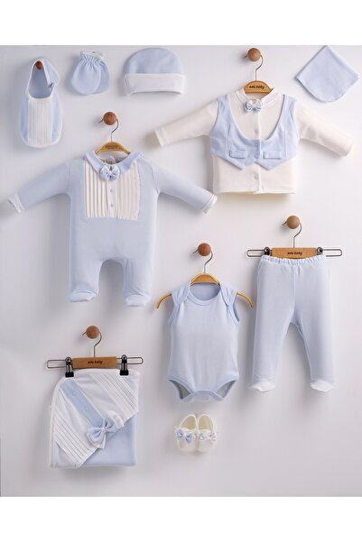 Eda Baby 10 Piece Luxury Baby Hospital Discharge Set with Blue Tuxedo Design ...