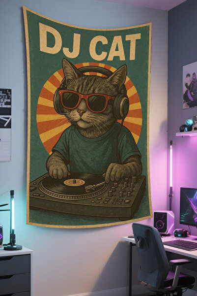 RUGRUMBA غطاء جداري على شكل قطة - بتصميم الحيوانات الأليفة، قماش عالي الجودة، سجادة جدارية